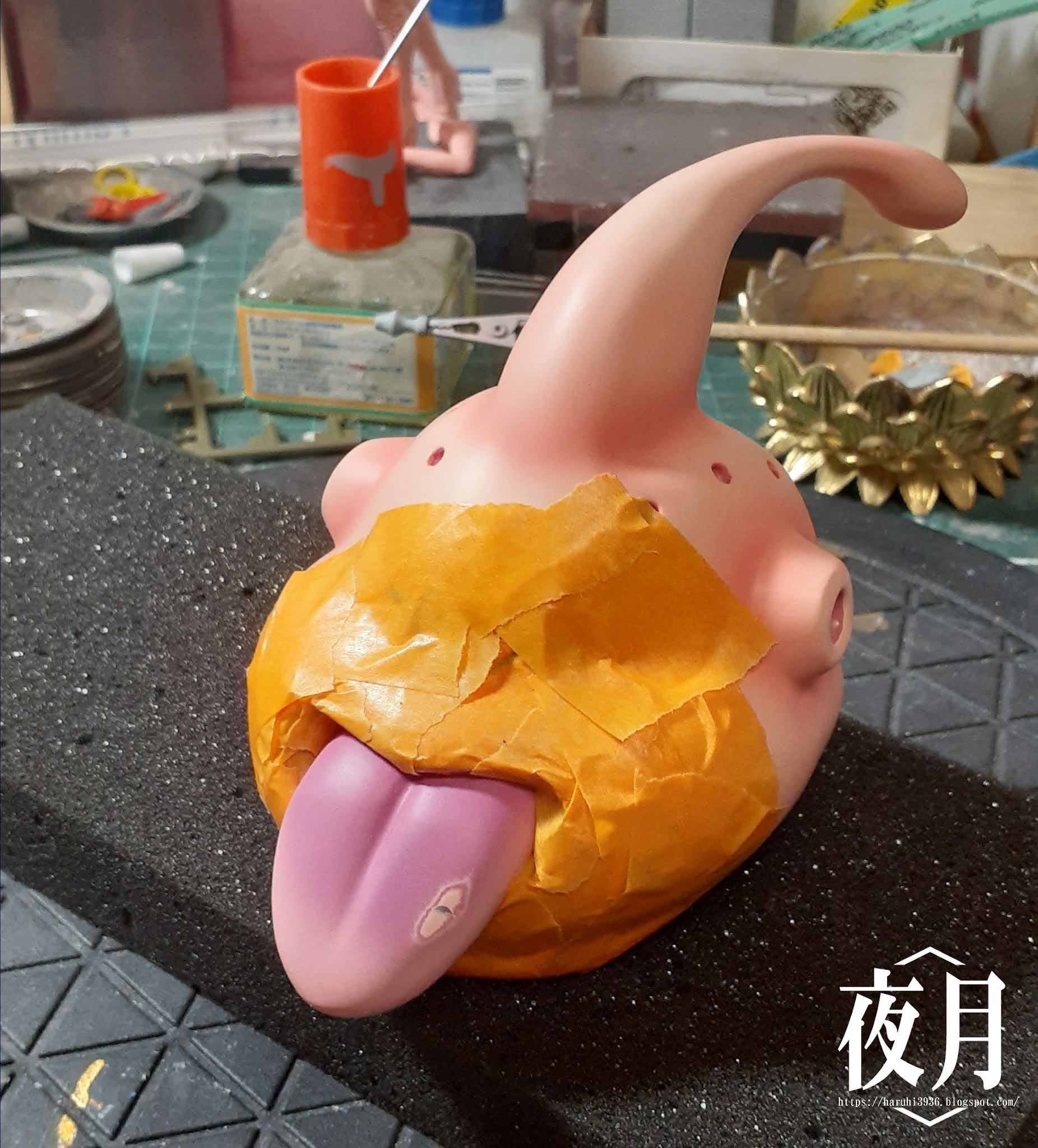 《七龍珠》魔人普烏雕像 瞬間膠填平遮蓋保護步驟